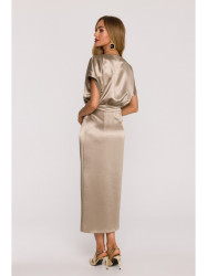 M887 Wrap style satin dress - gold