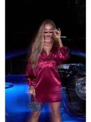 M888 Satin puff sleeve mini dress - maroon