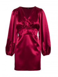 M888 Satin puff sleeve mini dress - maroon