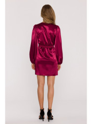 M888 Satin puff sleeve mini dress - maroon
