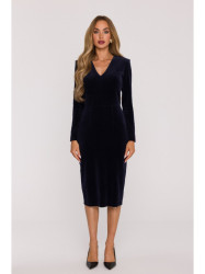 M889 Velvet bodycon dress - navy blue