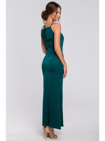 K042 Maxi dress with tied neckline - green