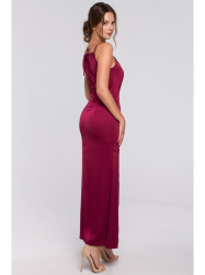 K042 Maxi dress with tied neckline - maroon