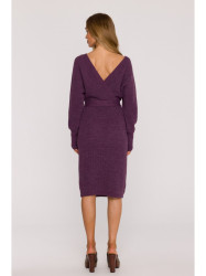 M810 Sweater dress with V-neck - heather