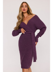 M810 Sweater dress with V-neck - heather