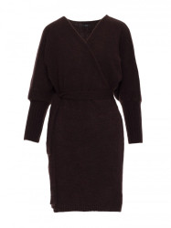 M631 Wrap sweater dress with a tie detail - chocolate