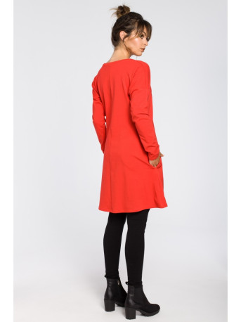 B042 Tunic with a front split - red