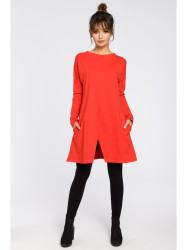 B042 Tunic with a front split - red