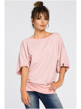 B048 Oversized blouse with a wrap detail - powder