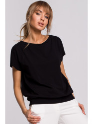 M498 Wrap back short-sleeved top - black