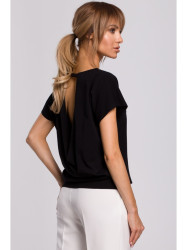 M498 Wrap back short-sleeved top - black