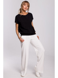 M498 Wrap back short-sleeved top - black