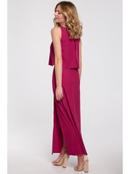 K048 Maxi dress with frill top - plum
