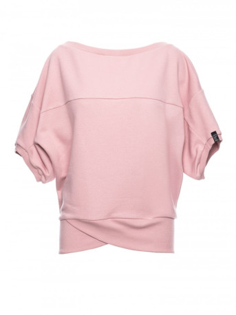 B048 Oversized blouse with a wrap detail - powder