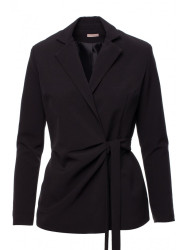 K056 Blazer with a tie belt - black