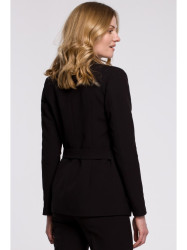 K056 Blazer with a tie belt - black