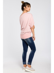 B048 Oversized blouse with a wrap detail - powder