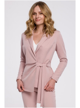 K056 Blazer with a tie belt - crepe pink