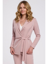 K056 Blazer with a tie belt - crepe pink