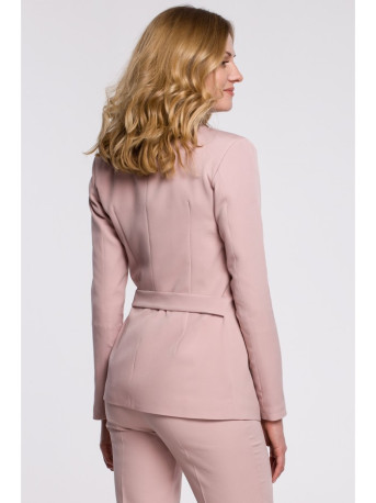 K056 Blazer with a tie belt - crepe pink