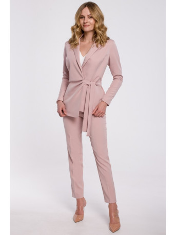 K056 Blazer with a tie belt - crepe pink